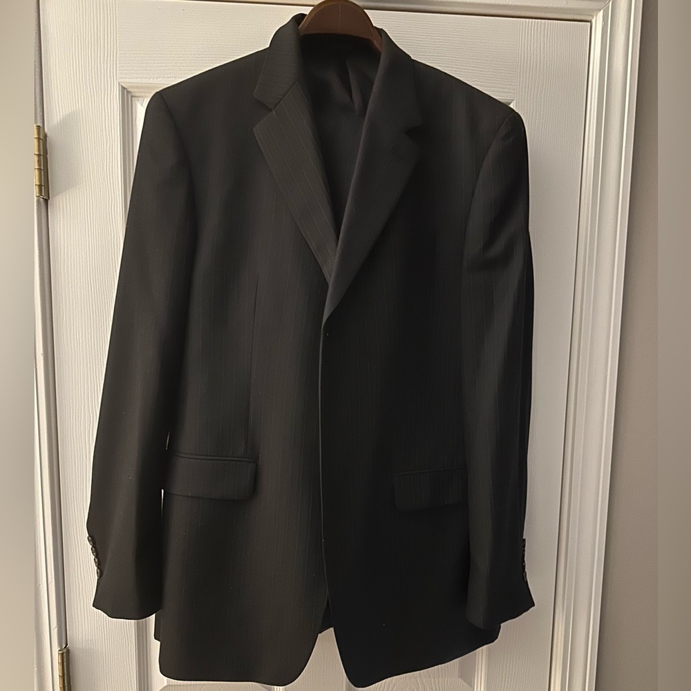 $495 New Black Ralph Lauren 42Long 36W Black Pinstripe 100% Wool Suit Dillards